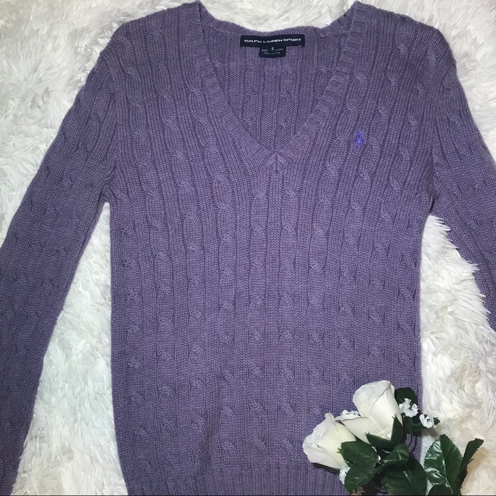 Polo v neck cable sweater